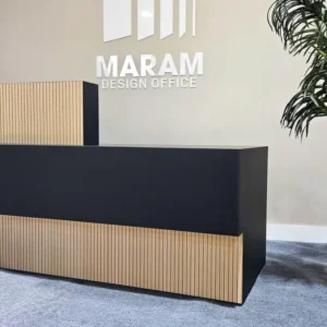 Topaz Reception desk. Beigewood Laminate Tambour