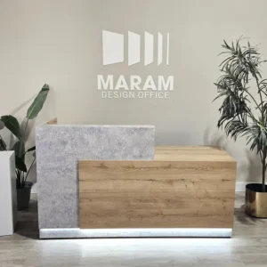 Jade Plus Reception desk (Planked Oak + Concrete Laminate)