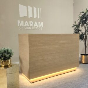Agate Reception Desk (Beige Wood 7854 Wilsonart)