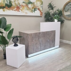 Jade Plus Reception desk (Elemental Stone & Matte White)