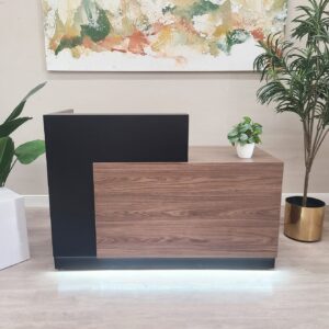 Jade Plus Reception desk ( Formal Walnut & Matte Black)