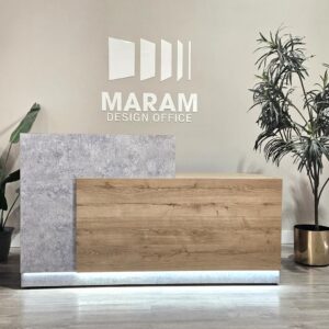 Jade Plus Reception desk (Planked Oak + Concrete Laminate)