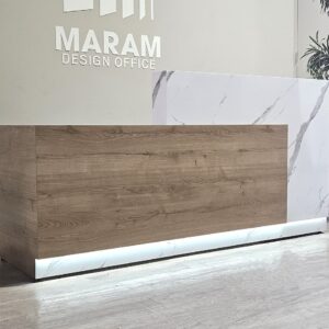 Jade Plus Reception desk (Marble + Planked Urban Oak)